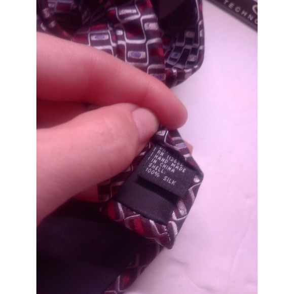 Courage Techno- Core Silk Geometric Neck Tie 4in Multi Color NWT - Picture 6 of 6
